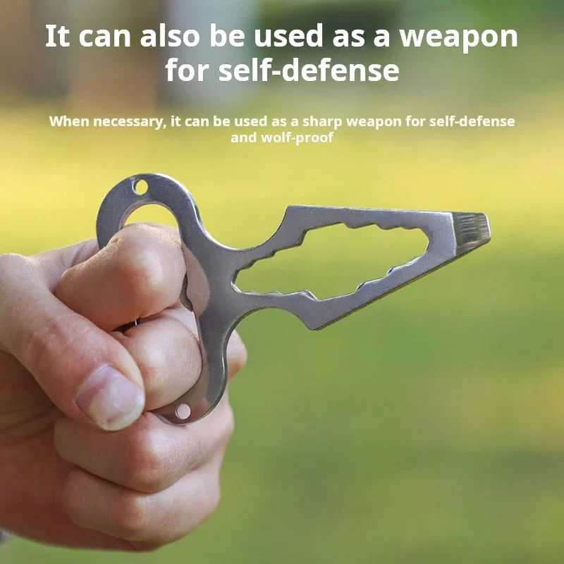 Llave puntiaguda de autodefensa EDC de acero inoxidable, suministros para acampar al aire libre, herramientas multifuncionales, abridor de botellas portátil