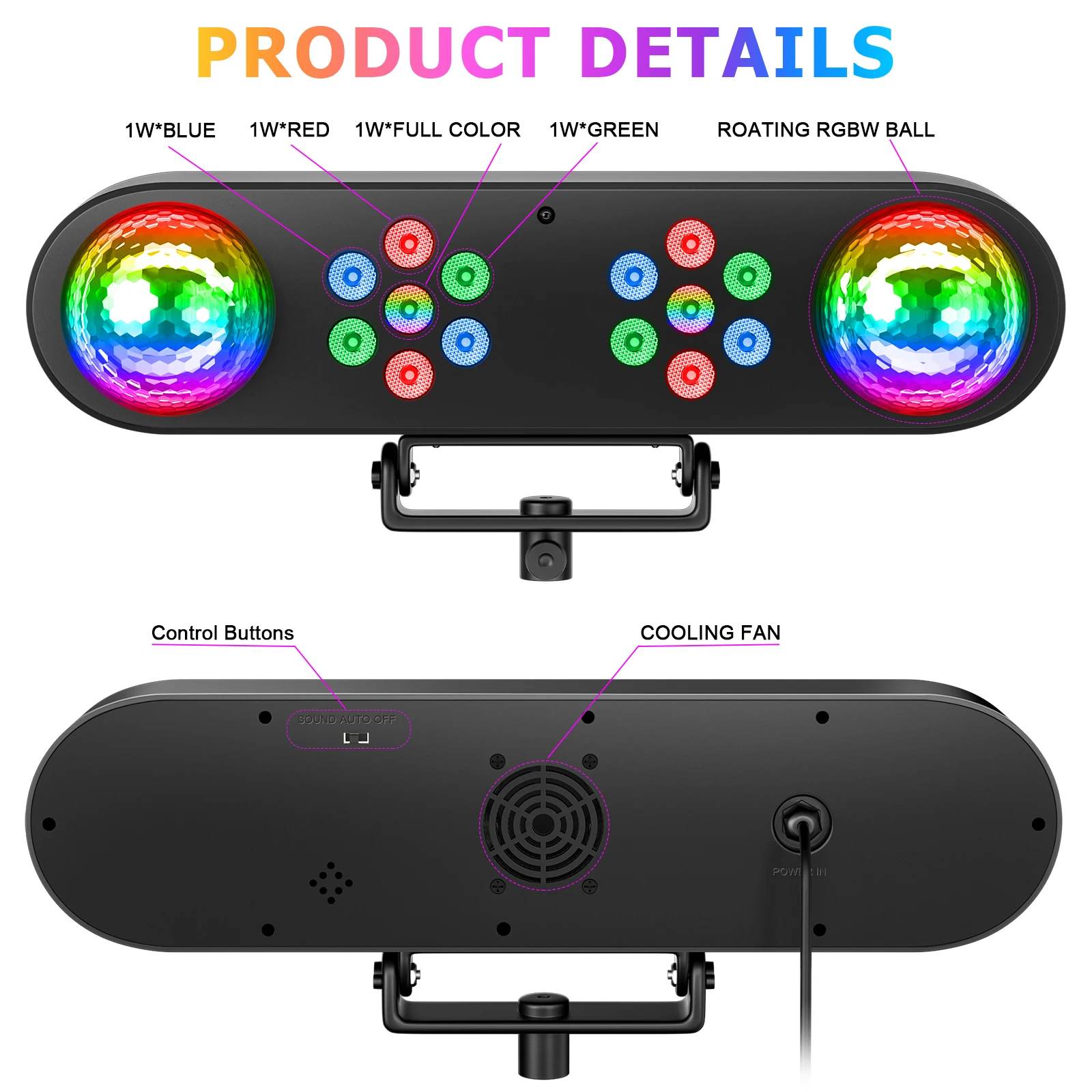 U'King Mini Bracket Effect Lights Mobile Strobe Stage Light Party Light Dj Disco Ball Light Remote Control For DJ Show Party Bar