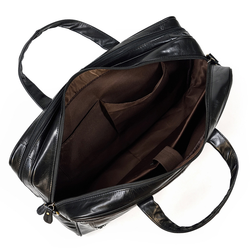 17 "Schwarz Herren Echtes Leder Schulter Tasche Messenger Reise Laptop Tasche Männer Männlich Dokument Business Leder Aktentasche Tasche