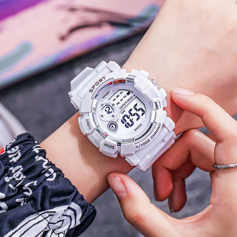 Relojes deportivos de moda YIKAZE, reloj Digital para hombres y mujeres, reloj despertador luminoso resistente al agua, reloj de pulsera electrónico para niños