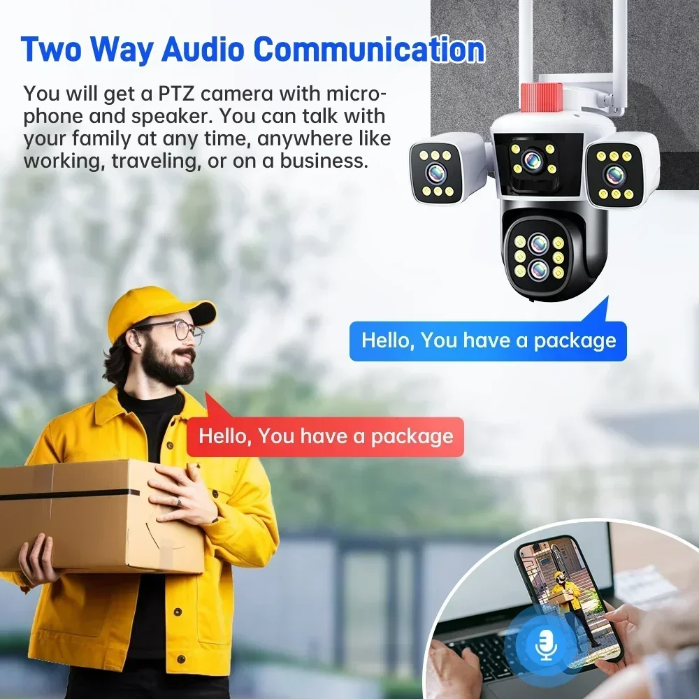 DIFANG 10K 20MP WiFi Security Camera Outdoor Three Screen 360° PTZ View Surveillance CCTV Camera IPC360 Home