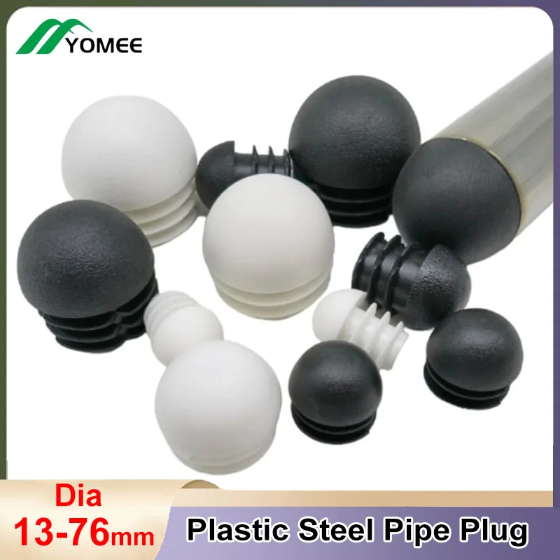 Tapas ciegas de plástico redondas en forma de cúpula, insertos de tubo para pies de Silla, cubierta antipolvo de 13mm-76mm, color blanco y negro, 1-20 piezas
