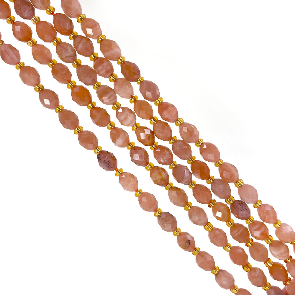 Batu Matahari kuarsa mawar alami bentuk telur 6x8mm manik-manik longgar segi empat batu permata alami pembuatan perhiasan manik kristal