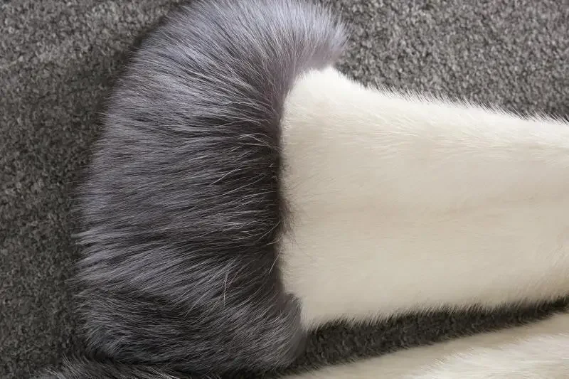 Autumn Winter Women's White Imitation Rabbit Fur Long Sleeve Loose Jacket Coat