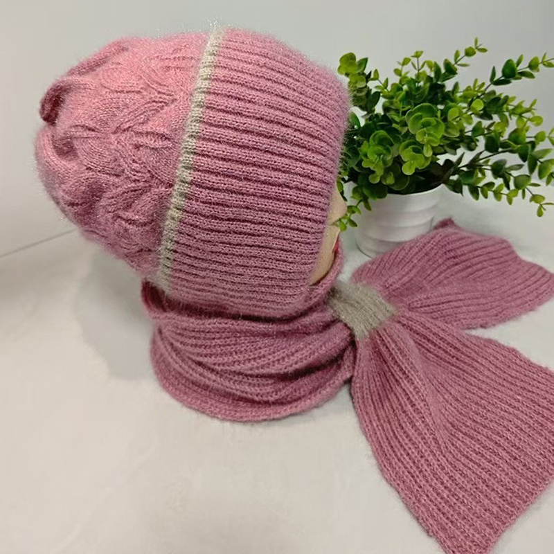 Winter Gebreide Skullies Muts Sjaal Set Koude Proof Oorbescherming Sjaal Warm Meisjes Mutsen Fietsen Winddicht Dames Outdoor Caps