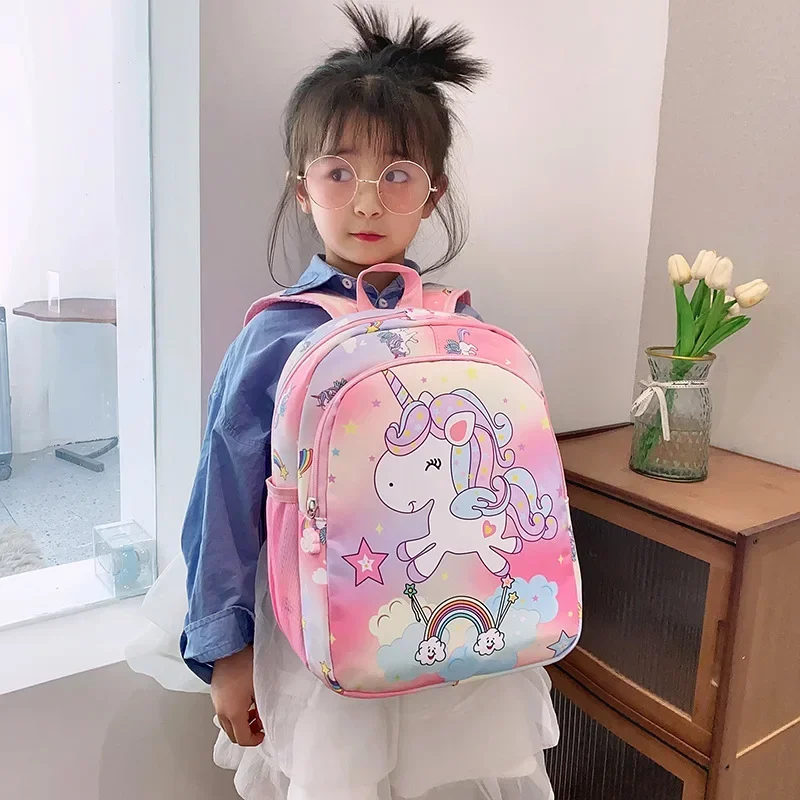 Estudantes do jardim de infância mochila dos desenhos animados bonito unicórnio menina mochila moda comércio exterior grande capacidade mochila