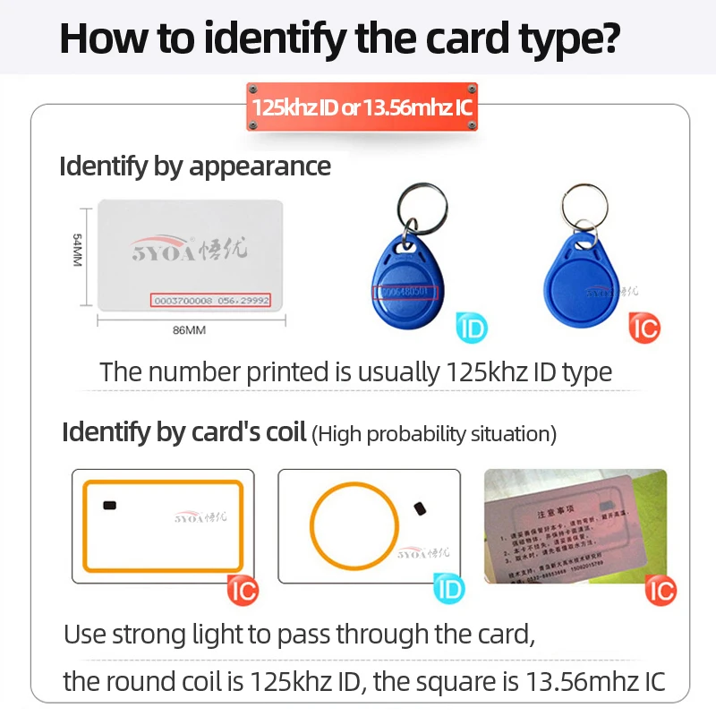 5YOA 10/20pcs 125KHz Read-Only RFID TK4100 EM4100 Proximity Keyfobs Smart Secure Door Entry Access Control ID Keychain Token Tag
