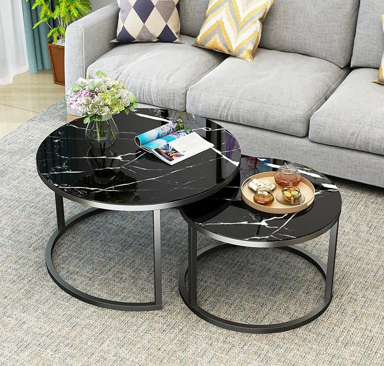 Mesa de centro redonda de vidrio templado para sala de estar, 2 en 1, combinación de café, mesa de centro de fácil montaje, Stolik Kawowy