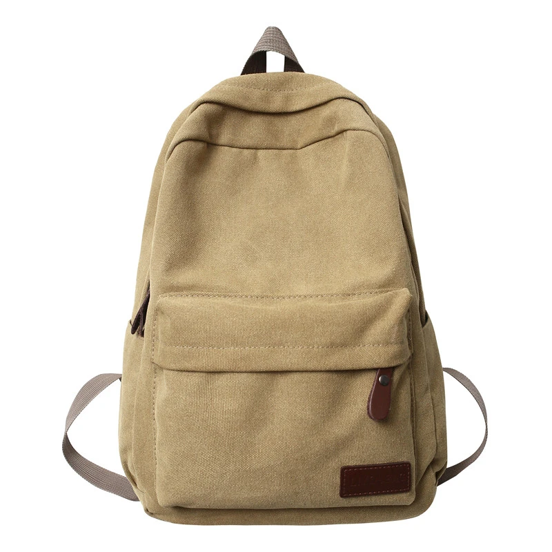 Chắc Chắn Đen Ba Lô Vải Canvas 100% Cotton Giải Trí Hay Du Lịch Unisex Công Suất Lớn Gói Đơn Giản Thời Trang Trường Túi