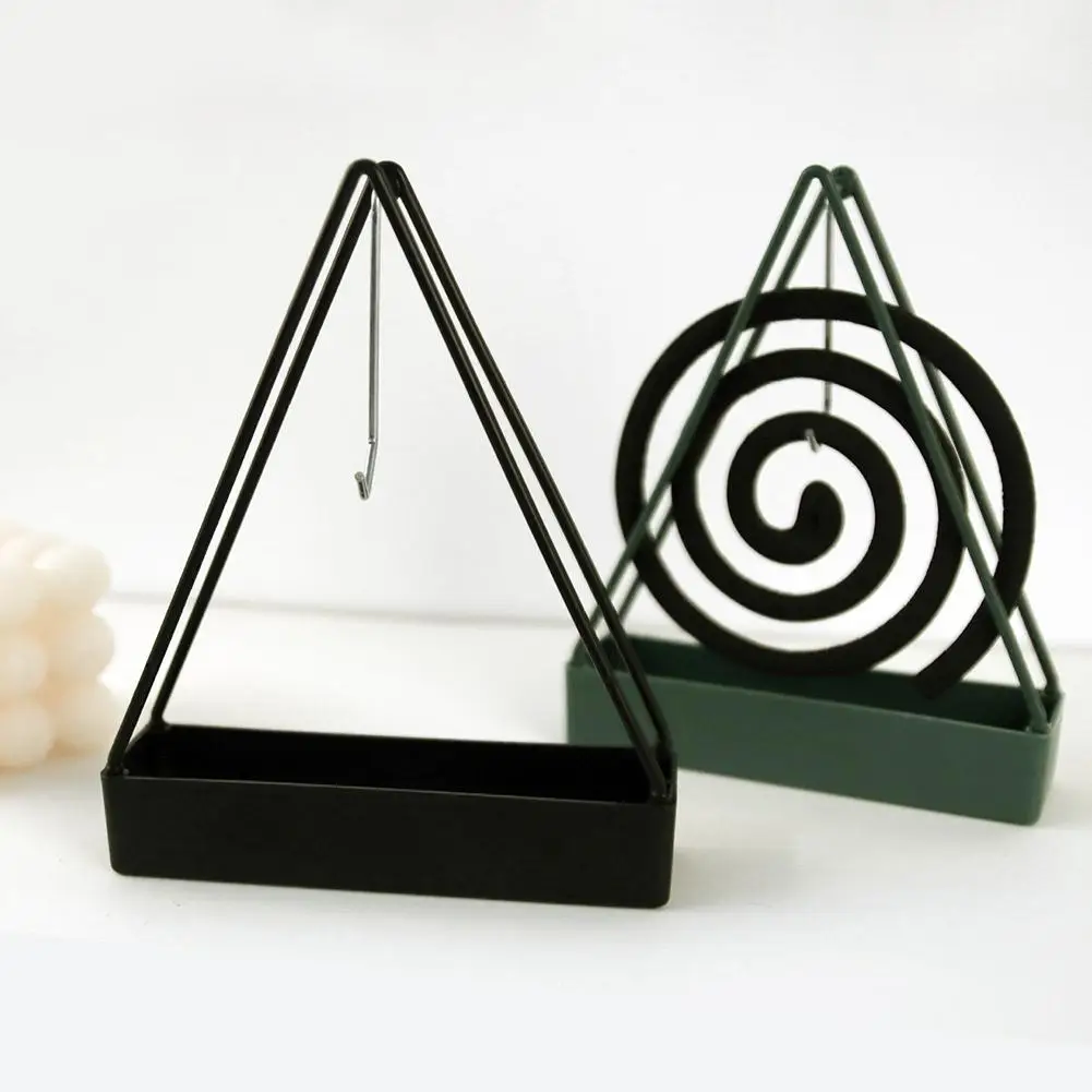 Mosquito Coil Holder With Tray Wrought Iron Repellent Triangular Rack Mosquito Home Shape Incense Tool Decor X2n1