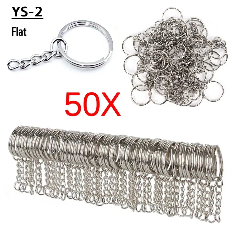 50 ชิ้นโลหะชุบเงินเปล่าพวงกุญแจพวงกุญแจแหวนแยก Keyfob Key ผู้ถือแหวนผู้หญิงผู้ชาย DIY Key Chain Key Ring อุปกรณ์เสริม