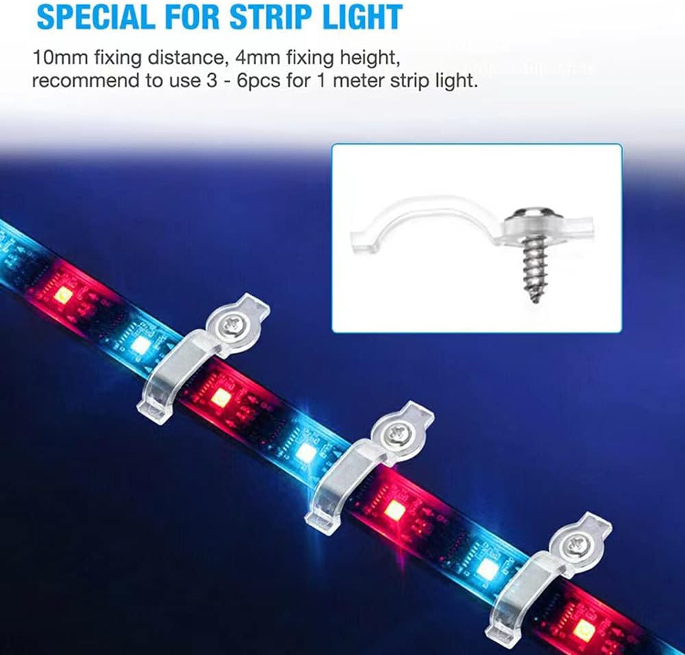 100 PCS Fixator LED Strip Fixing Clips Light Holder With Screws Fixing Mounted Clip For 5050 LED Strip Light Bar Cable Clamps