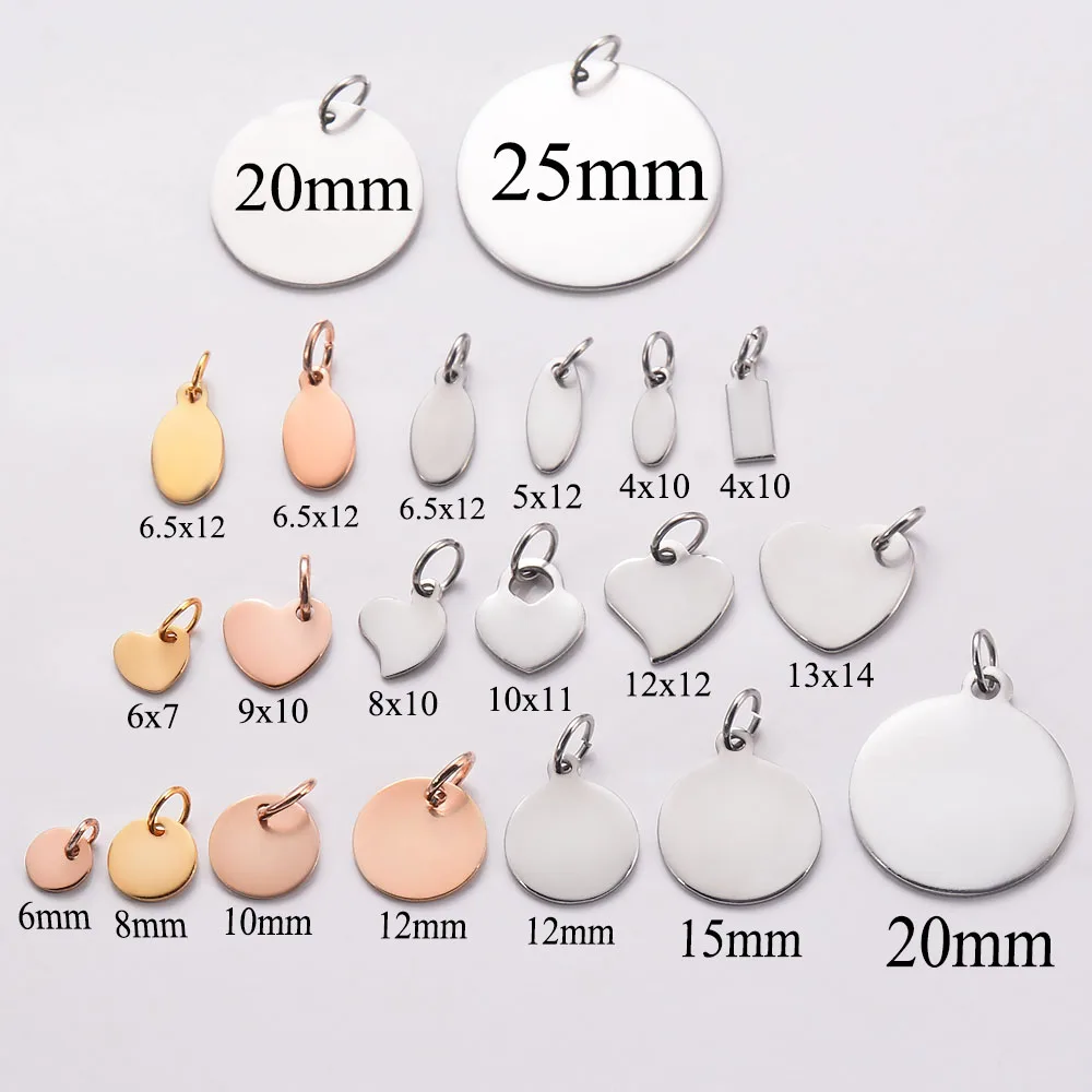 20 ピース/ロットステンレス鋼カスタマイズロゴタグチャーム DIY ジュエリーメイキング用パーソナライズされた名前ロゴディスク 3 色