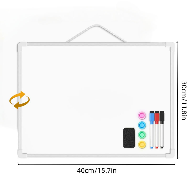 Small Dry Erase Board for Wall, 15.7" x 11.8" Double-Sided Small Whiteboard, Dry Erase White Board with 3 Markers & 4 Magnets, P