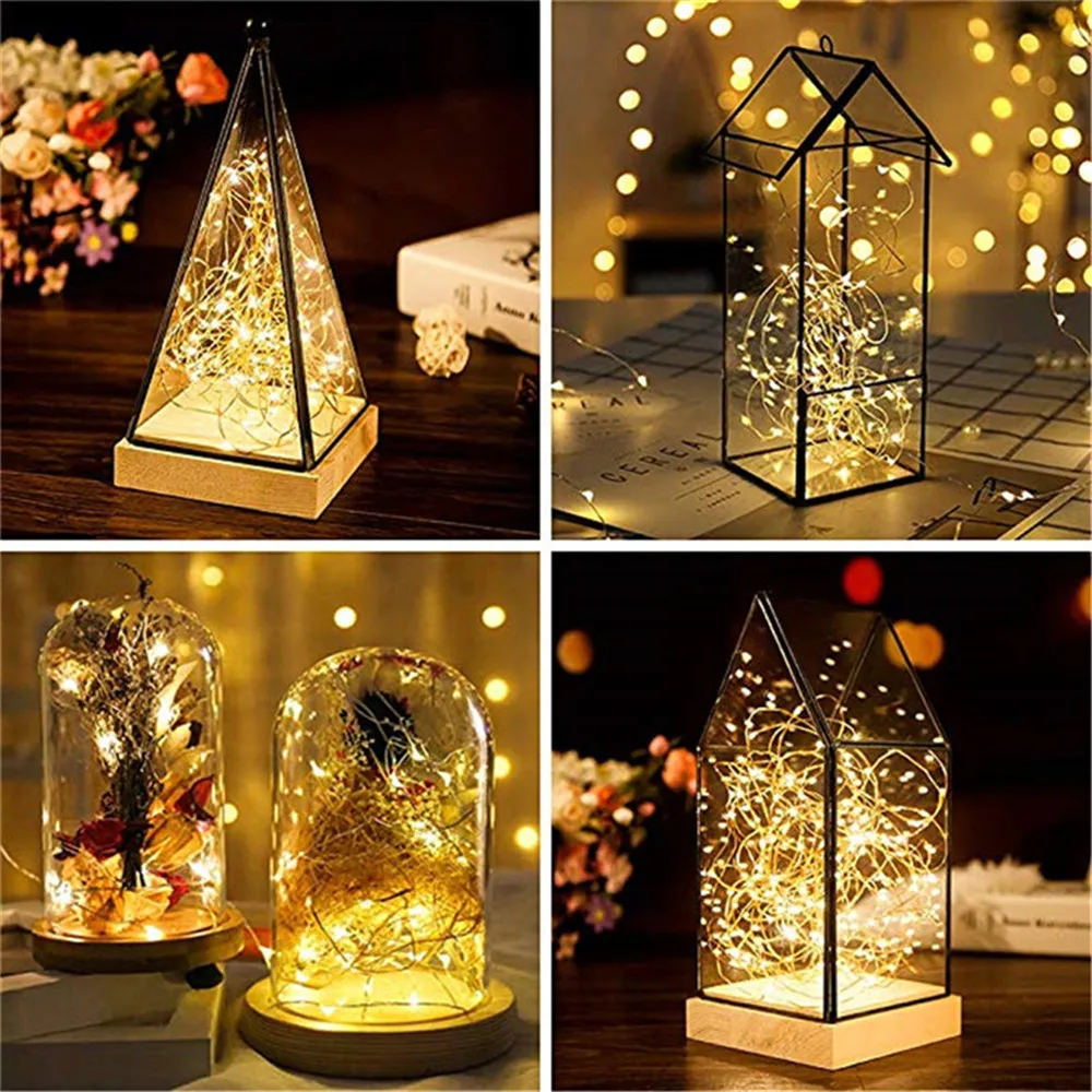 Led Fairy Lights Copper Wire String New Year LED String Light 1/2/5/10M 3AA Battery Operated Curtain Garland For  Outdoor Decor
