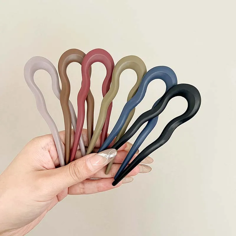 7 pz/set Opaco a forma di U Bastoni Per Capelli Forcella Moda Acetato Acrilico Tornante Design Geometrico Copricapi Donne Ragazze Accessori Per Capelli