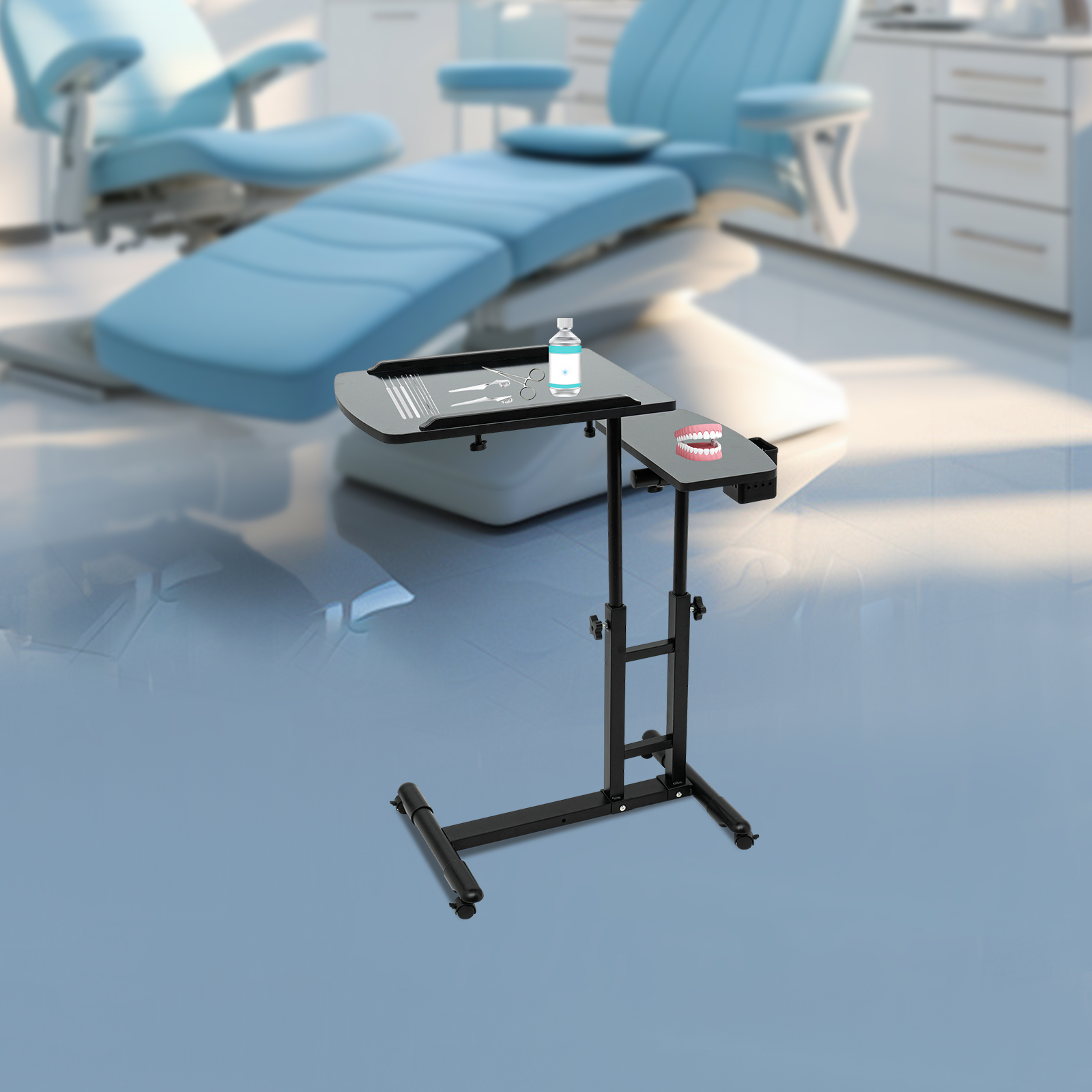 Mobile Salon-Arbeitsstation mit verstellbarem Tisch, tragbarer Tattoo-Werkbankständer, Beauty Rolling Trolley Tablett, Salonmöbel