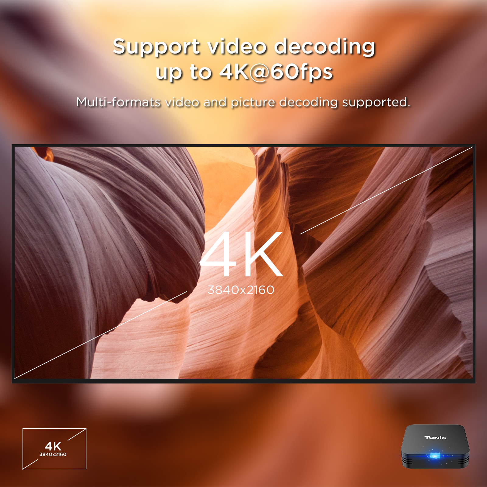4 PCS Tanix TX1 Android TV Box H313 2.4G Wifi  RAM 1GB 8GB ROM 8GB 16GB Power by DC 5V 2A