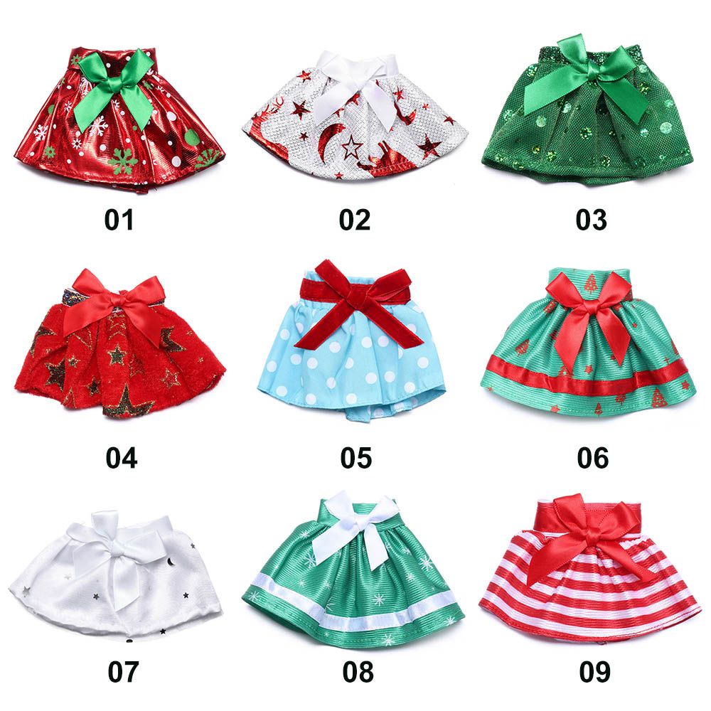 Elfos Natal Boneca Roupas, Branco, Vermelho, Vestido Verde, Baby Toys Acessórios, Saia para Crianças, Presentes de Natal