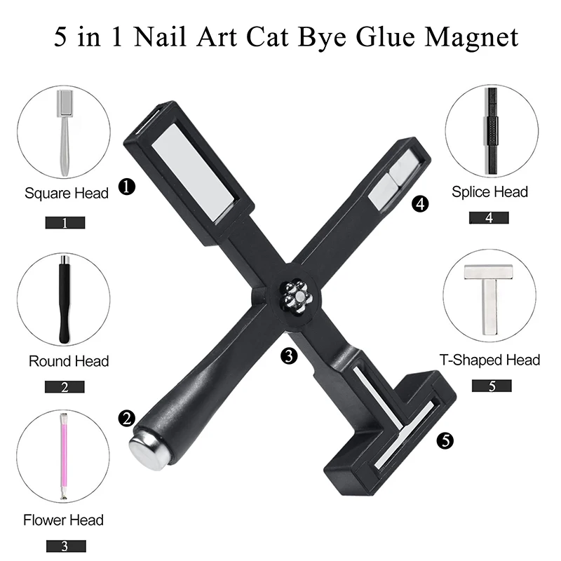 5 In 1 Multifunctional Strong Cat Eye แม่เหล็ก UV/LED เจลคุณภาพสูงเล็บ Magnetic Stick สําหรับเล็บ Art Design เครื่องมือพิเศษ