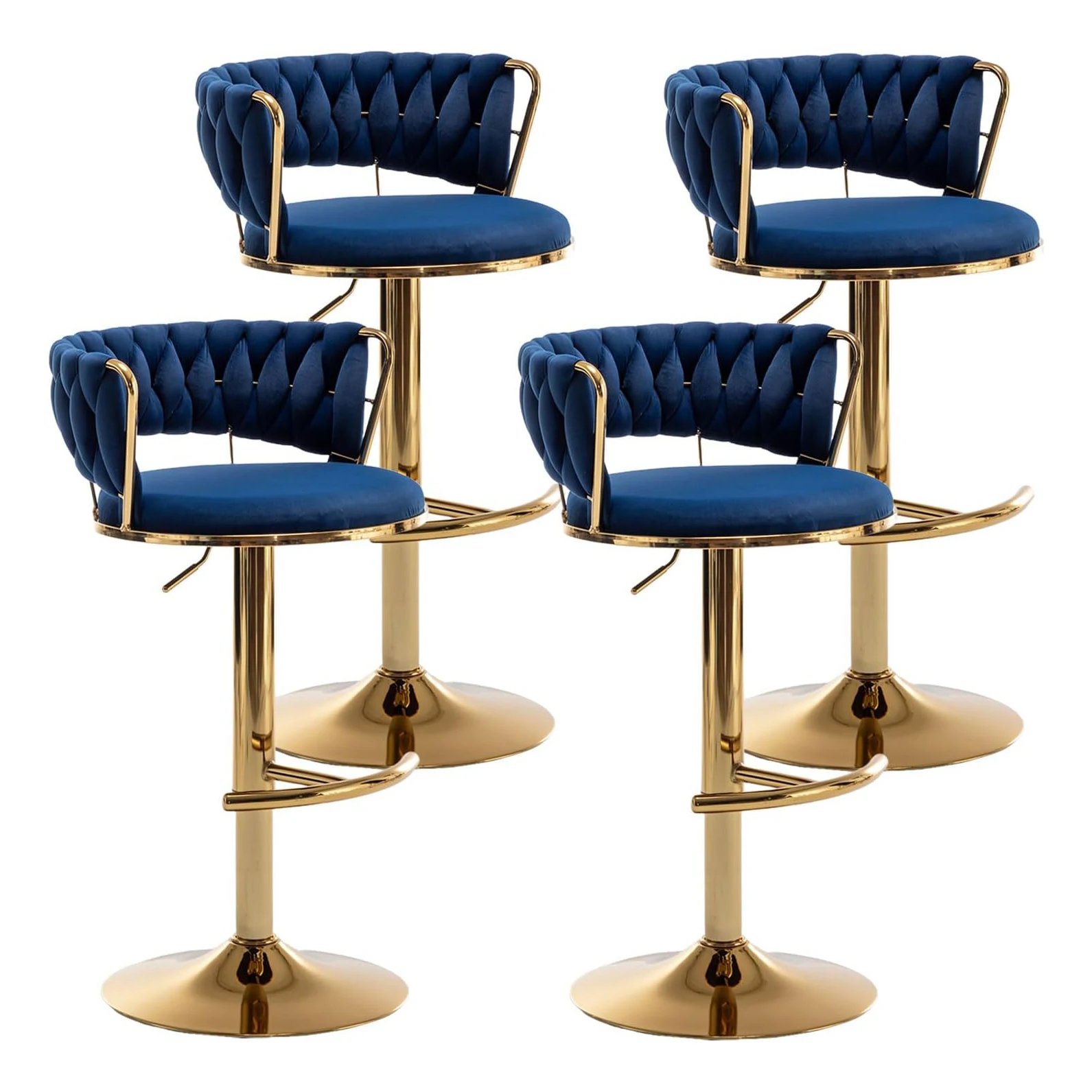 Beige Gold Stools  Counter Height Bar Stools with Low Back Swivel PU Leather Bar Stool for Kitchen Island Bar Pub