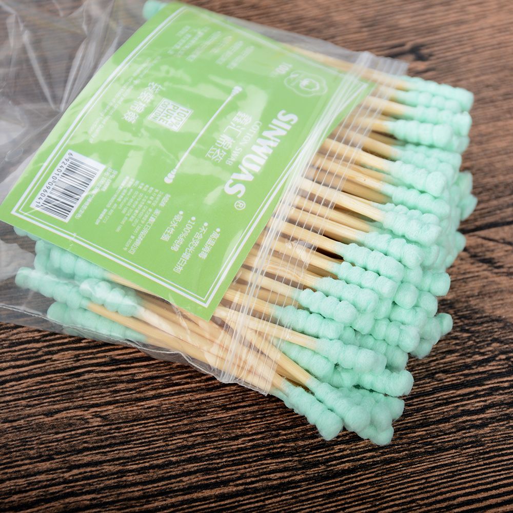 100 stücke Einweg Doppelkopf Wattes täbchen Knospen Spitze Holzstäbchen kosmetische Nase Ohr Reinigung Make-up-Tools