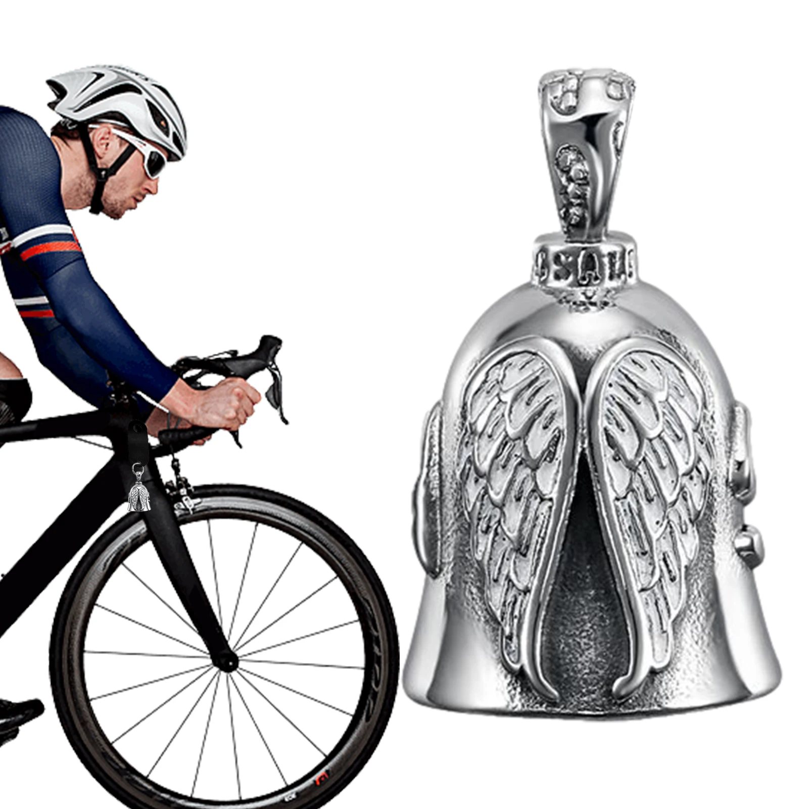 กระดิ่งขี่ Angel Guardian Biker กระดิ่งขี่รถจักรยานยนต์แบบพกพาอุปกรณ์เสริมสําหรับ Biker Riders รถจักรยานยนต์จักรยานของขวัญวาเลนไทน์