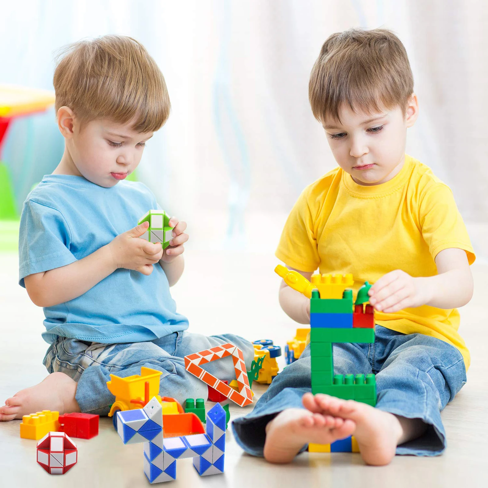 12-6 PCS Random Snake Cube Twist Folding Puzzle Fidget Toy 24 Blocks Magic Ruler Anti Stress Reliever Game Prezent dla dzieci i dorosłych