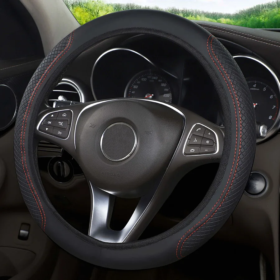 Steering Wheel Cover No inner circle Anti Slip Breathable Steering Cover Universal Microfiber Leather Steer Wheel Protector