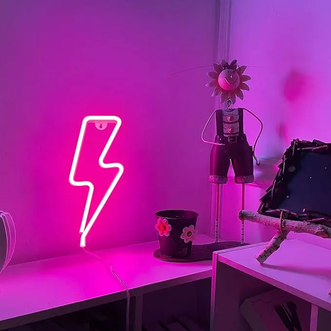 Lightning LED-Neonlicht, USB/batteriebetrieben, Schlafzimmer, Spielzimmer, Wohnzimmer, Büro, Hochzeit, Geburtstag, Partyzubehör