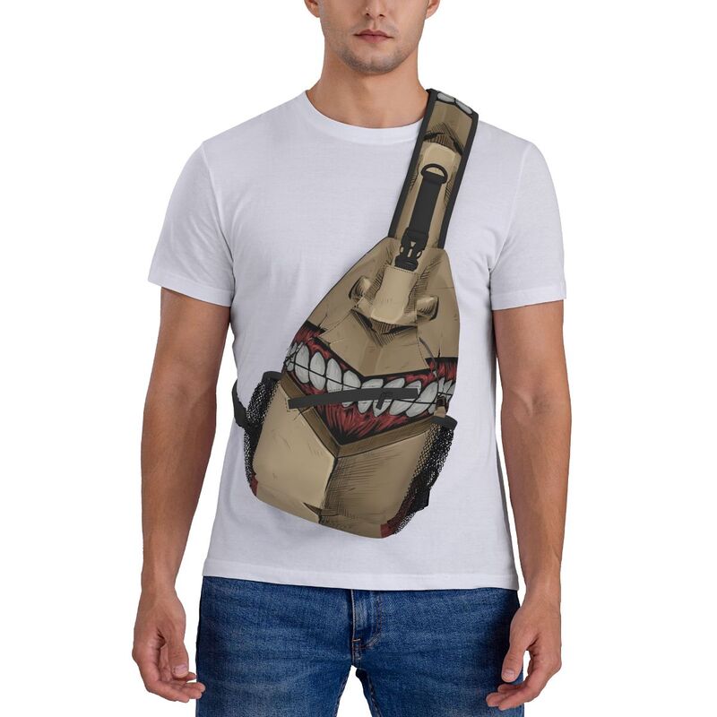 Ransel Selempang Titan Attack On Titan Lapis Baja Mode Wajah Tas Dada Bahu Pria untuk Berkemah Bersepeda