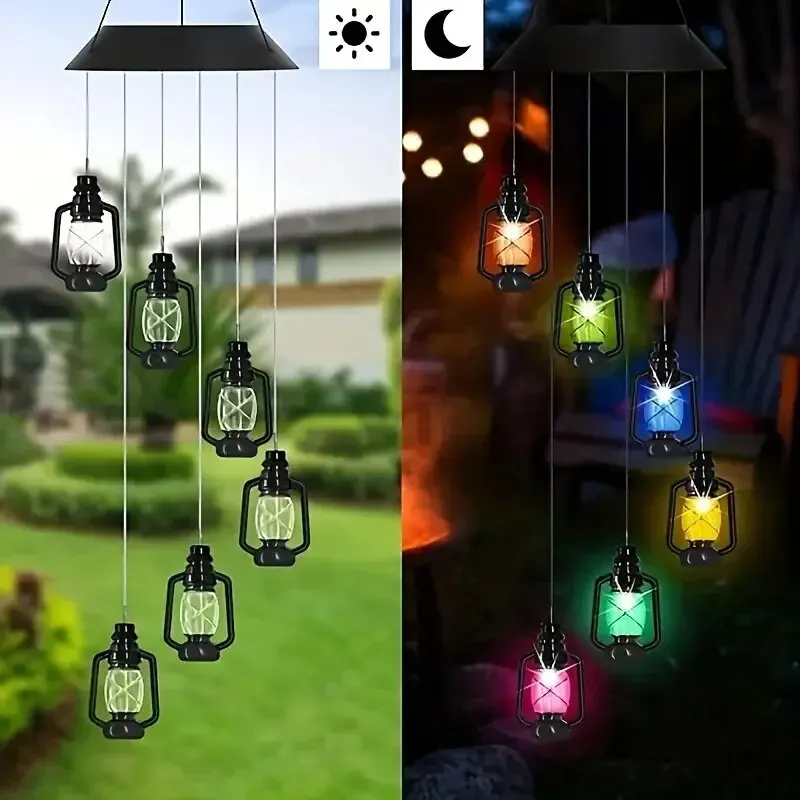 Carrilhão de vento solar lâmpada querosene retro solar pátio lâmpada casa varanda decoração do jardim pendurado lanterna decoração ao ar livre