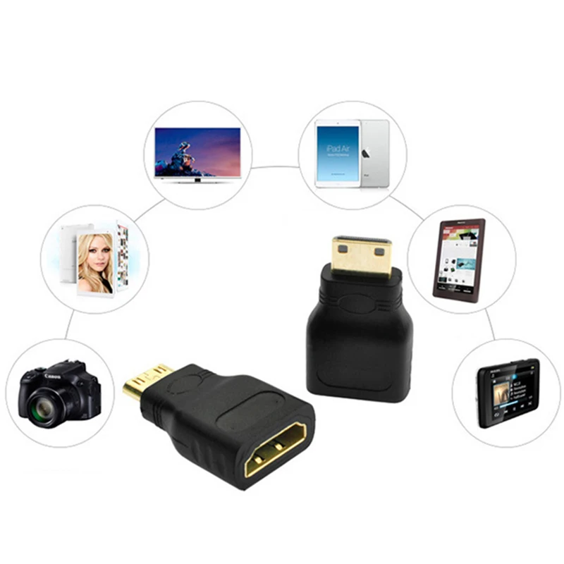 Mini -compatible to HDMI-compatible Adapter Gold-Plated 1.4 3D Extension Adapter 1080P Converter Audio and Video Converter