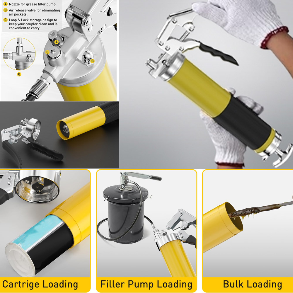 Kit de herramientas para grasa de aceite, kit de herramientas para grasa de agarre resistente de 7000PSI, herramientas de mantenimiento de alta resistencia para lubricación de aceite y automóviles, camiones SUV