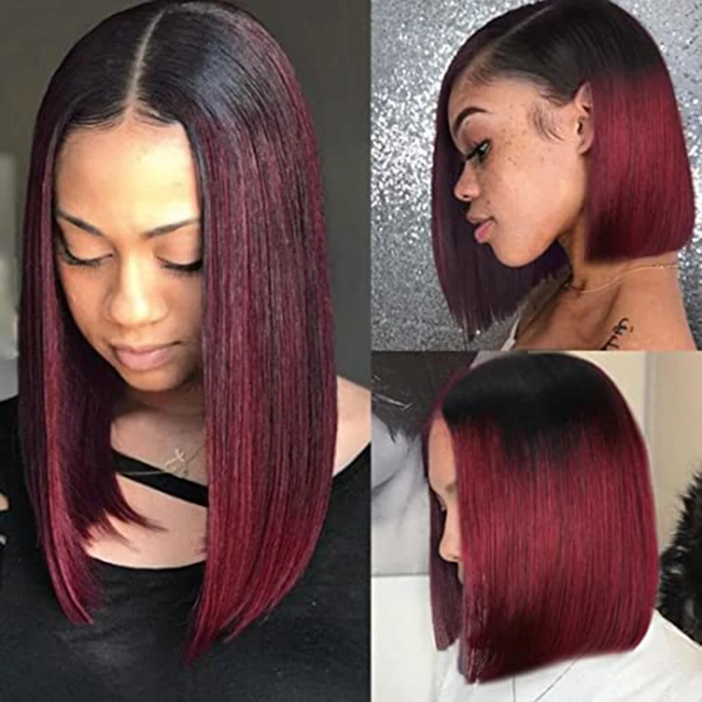 ブラジリアンナチュラルヘアエクステンション,100% 人毛,よこ糸,赤い織り,生のヘアエクステンション,t1b 99j,1個,3個,4個