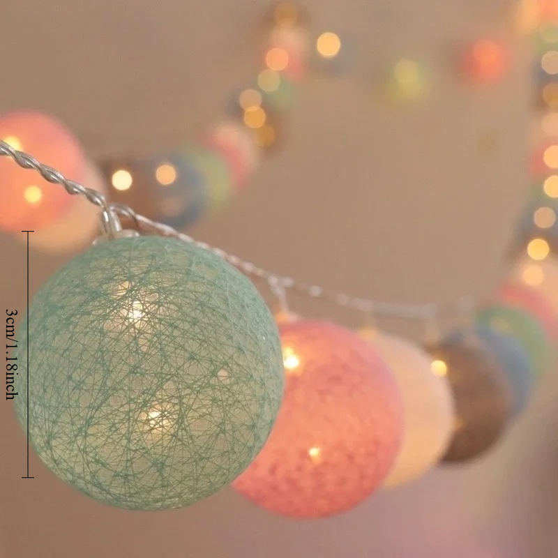 10/20/40 LED Cotton USB Balls String Christmas Fairy Lights Novelty Lamp Chain for Home Outdoor Garland Wedding Party Decoration