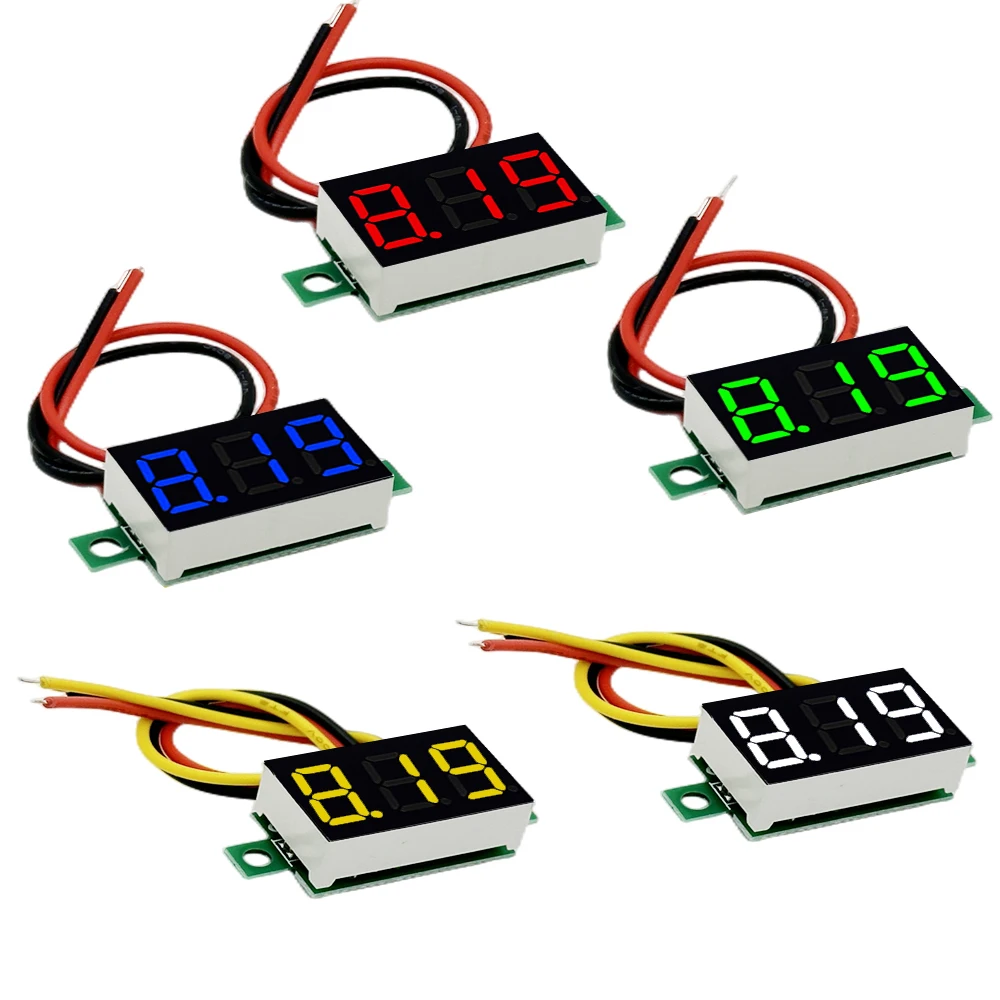 0.36 Inch DC LED Kỹ Thuật Số Vôn Kế 0-100V Điện Áp Đo Xe Hơi Điện Di Động Bút Thử Điện Áp Máy Phát Hiện 12V Màu Đỏ Xanh Lá Xanh Dương Vàng