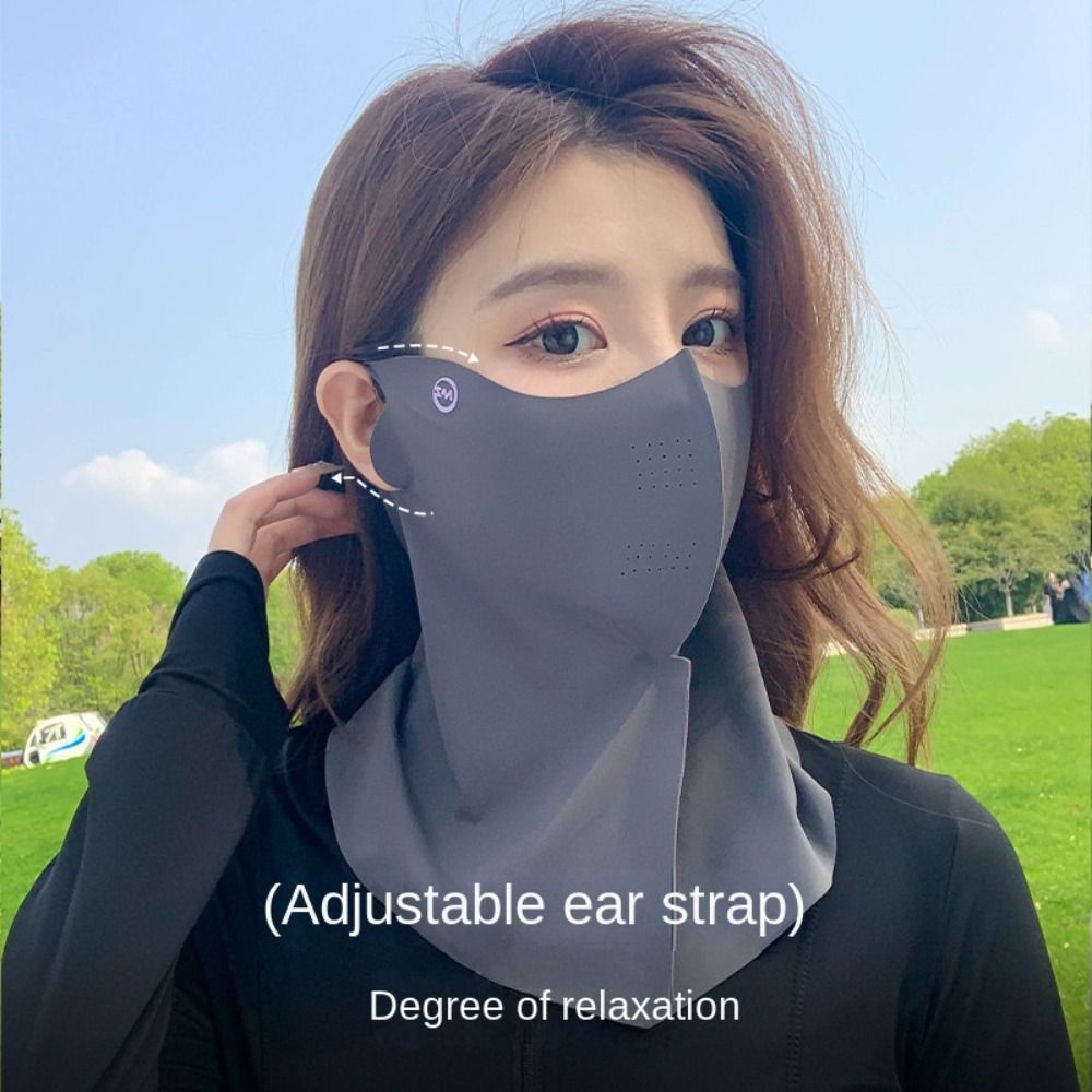 Capa diária rosto máscara de seda gelo protetor facial fino respirável traceless máscara anti-uv protetor solar esporte ao ar livre