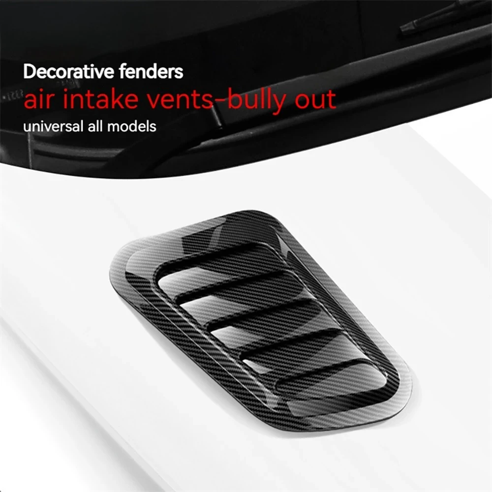 Capa universal para capô de carro, fibra de carbono, entrada de ar, ventilação, 2 peças, acessórios de estilo, decoração externa para fácil instalação