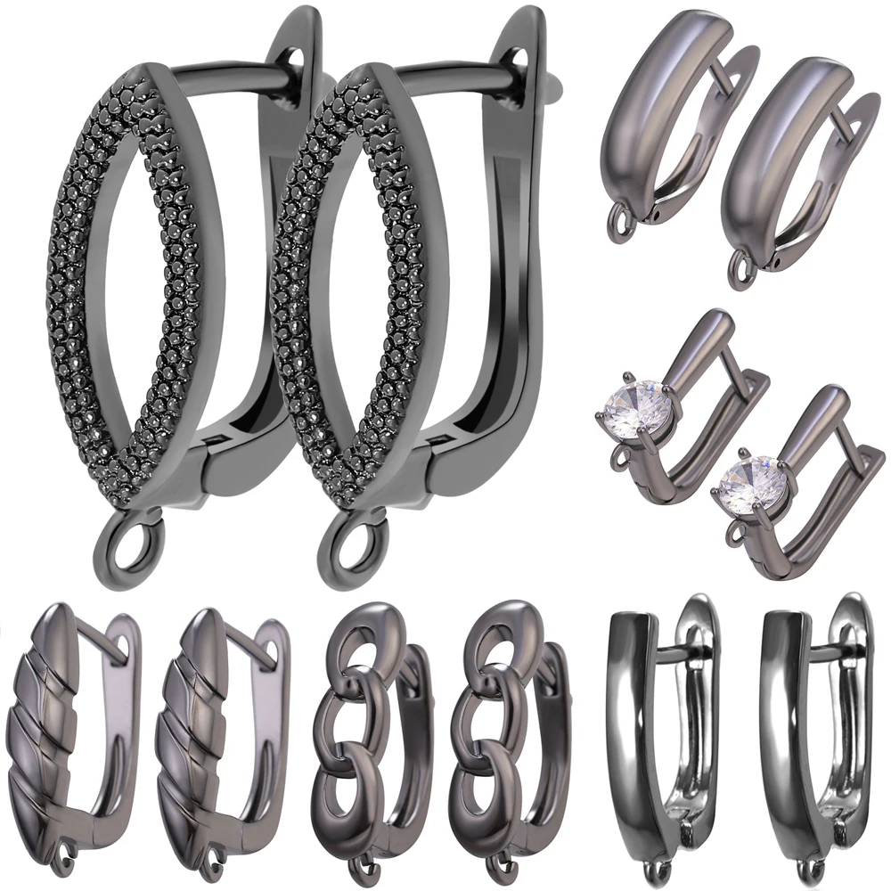 Juya 2 4 unids/lote DIY negro no se decolora Material antialérgico sujetador Schwenzy ganchos de alambre para las orejas para mujeres suministros para hacer pendientes