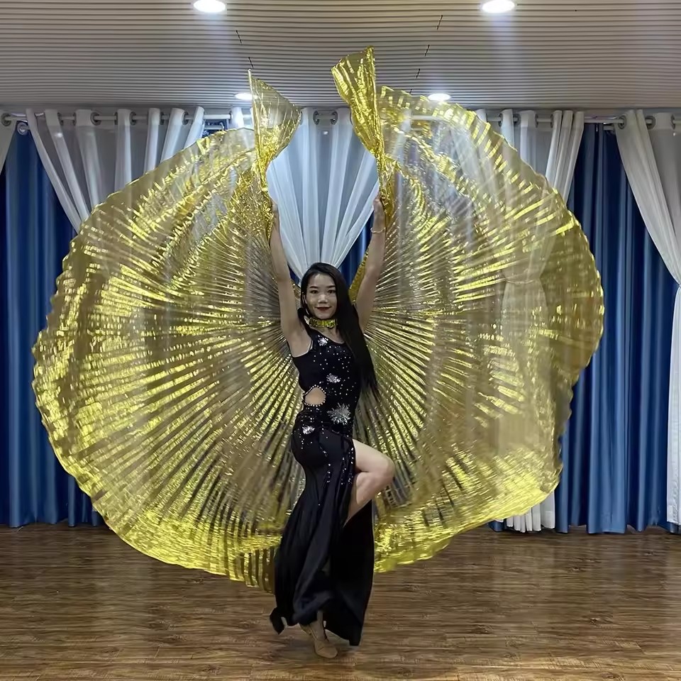 Transparent Iridescent Stage Performance Props Oriental Dance Plus Size Egyptian Wings Belly Dance Isis Wings 300 Degrees