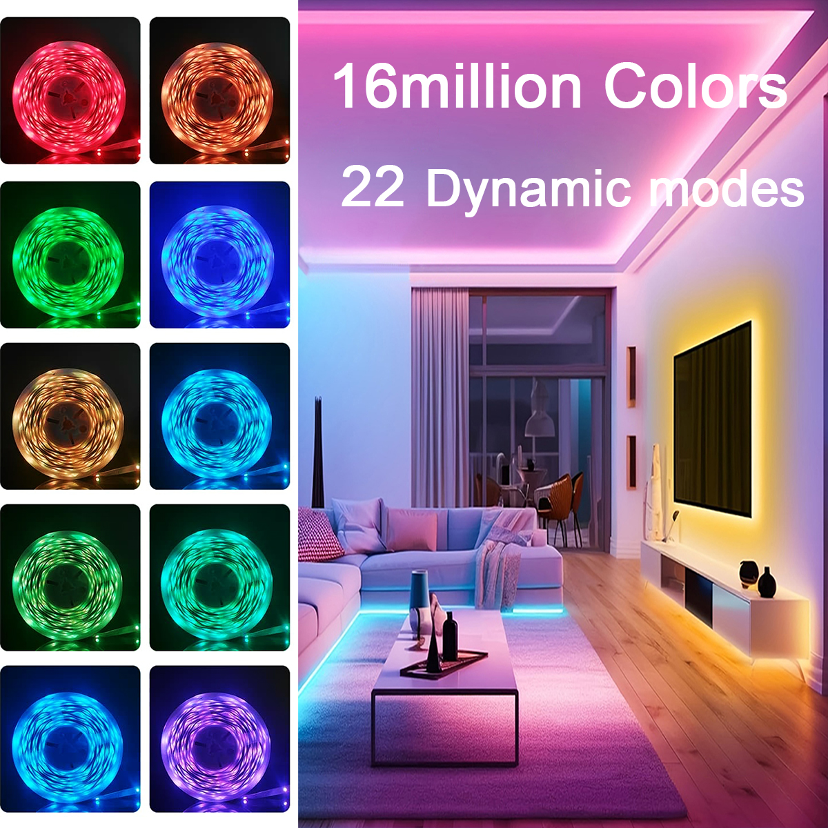 RGB-LED-Streifenlichter mit APP-Steuerung, Musik-Synchronisierung, USB 5 V, LED-Bandlichter für Zimmer, Party, Dekoration, TV-Hintergrundbeleuchtung, flexibles Band