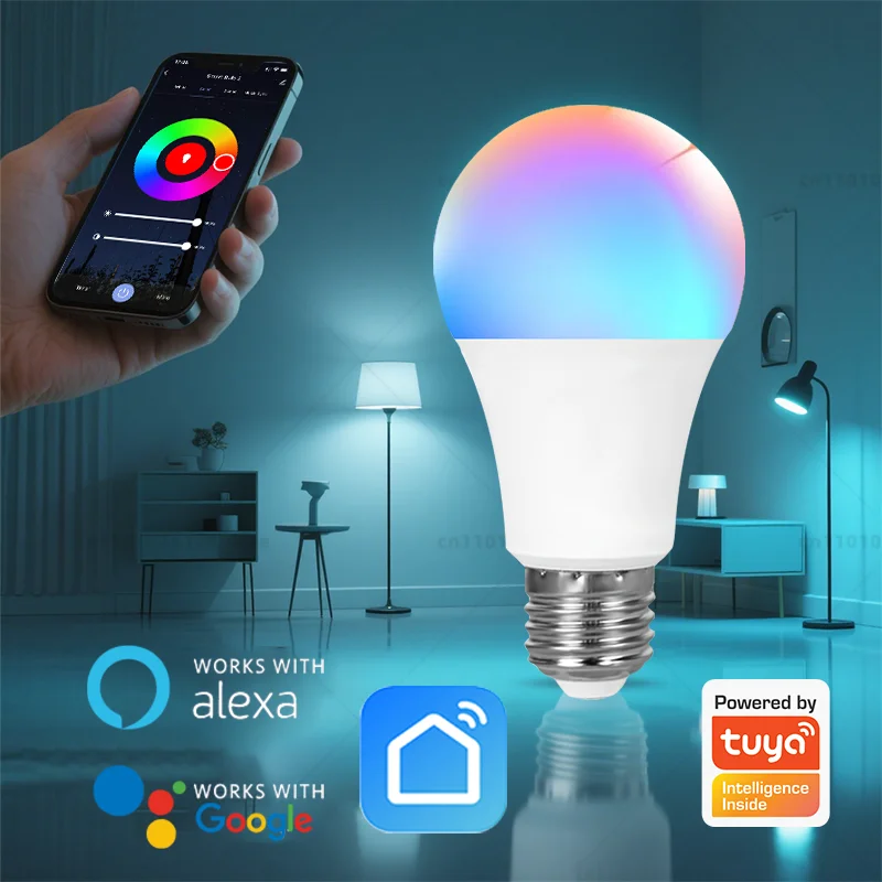 Żarówka Inteligentna Tuya Wifi/Bluetooth E27 RGB Alexa Led Lampa Inteligentne Żarówki AC 85-265V Inteligentne Lampy Dla Asystenta Google Smart Life