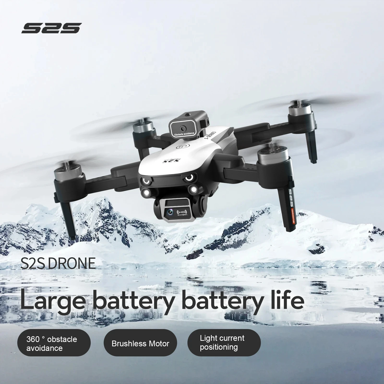 ใหม่S2S Drone 8K HD Dualกล้องBrushlessมอเตอร์หลีกเลี่ยงอุปสรรคDron RCเฮลิคอปเตอร์Professional Quadcopterแบบพับได้ของเล่น