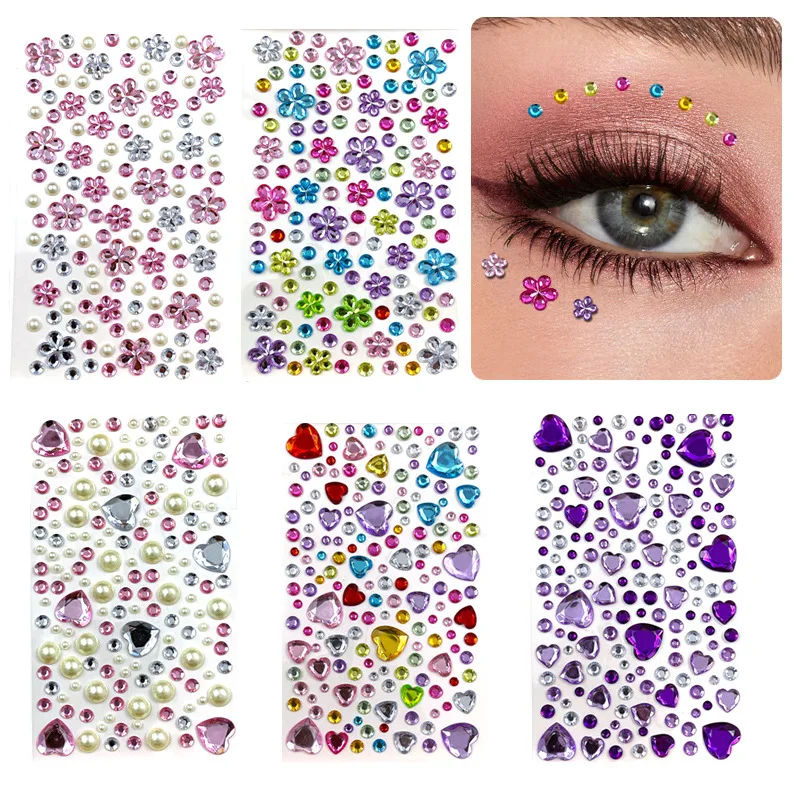 Glitter Face สติกเกอร์เด็ก Rhinestones สําหรับตา Face เพชร Bright สติกเกอร์เทศกาลแต่งหน้าอัญมณีสติกเกอร์ ZS006
