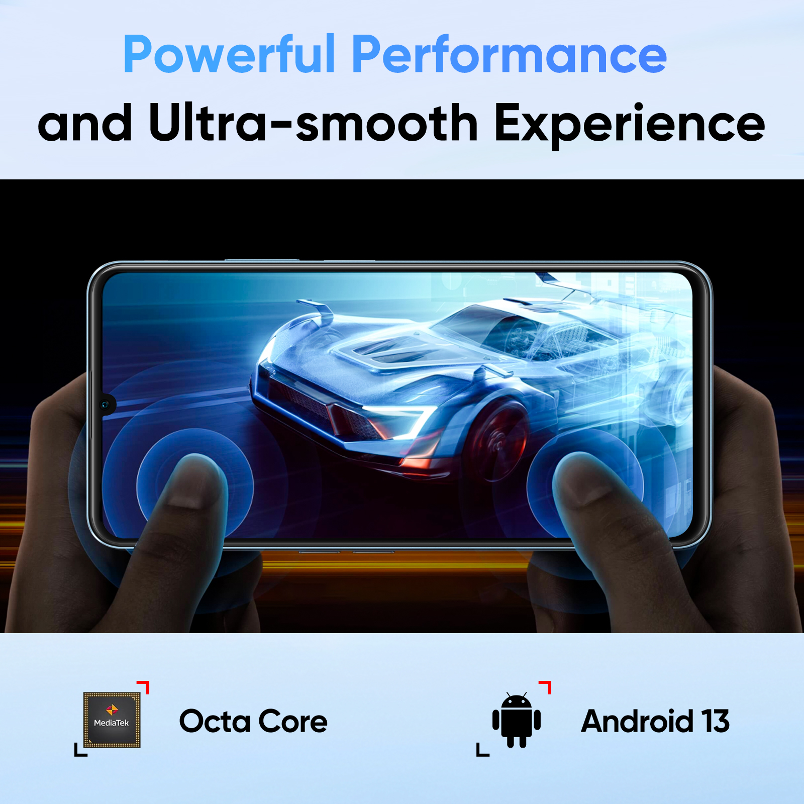 Realme Note 50 6,74 ''Grande tela poderosa telefone de 8 núcleos 13MP câmera AI IP54 à prova d'água 4890mAh