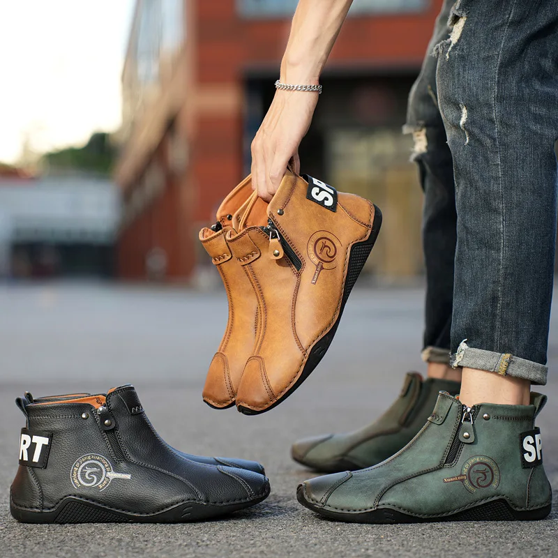 Otoño e Invierno nuevas botas cortas para hombres zapatos de algodón de fondo plano Retro clásico británico zapatos casuales deportivos de negocios al aire libre