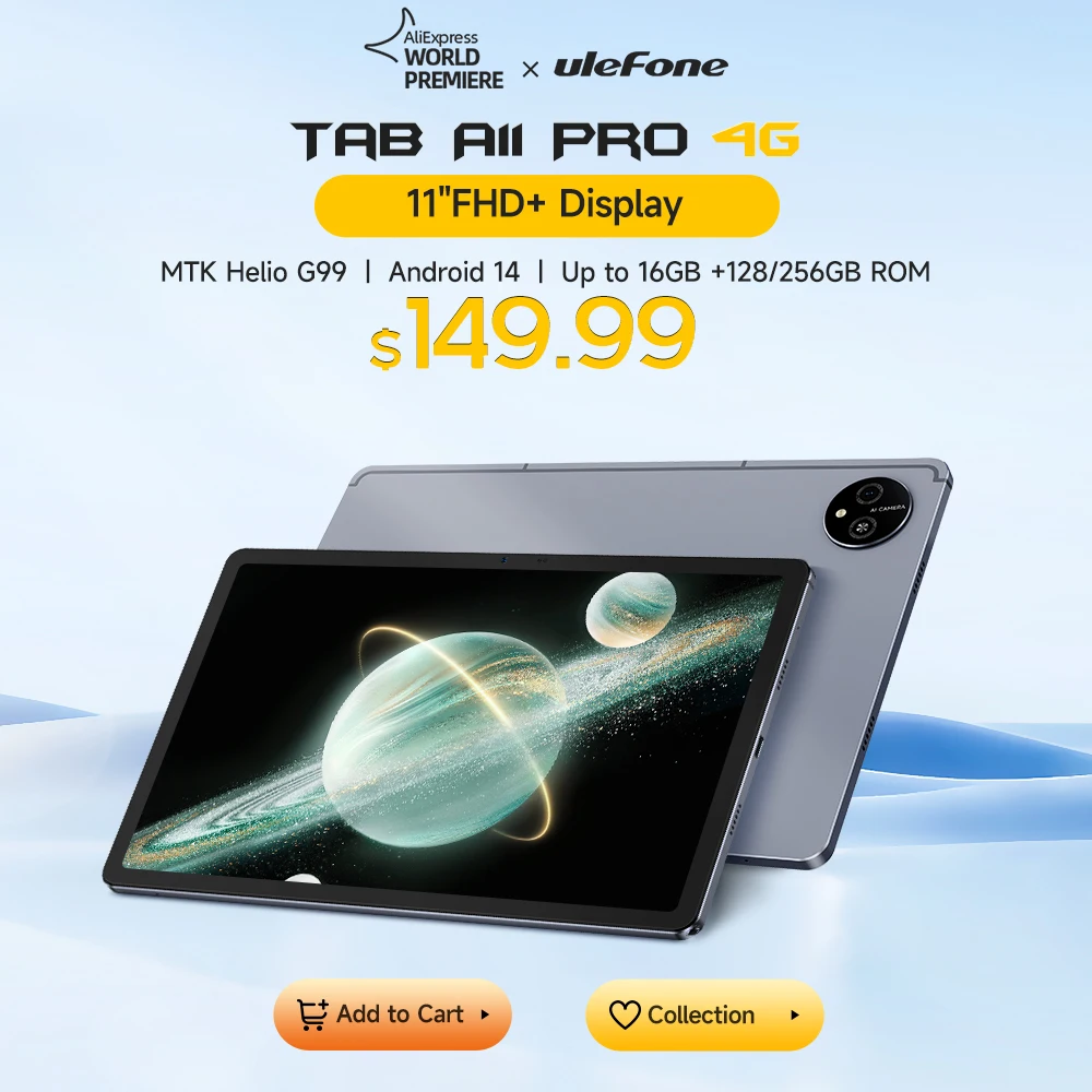 【2024 Neu】Ulefone Tab A11 Pro Tablet MTK Helio G99 4G 16 GB RAM(8+8) 128 GB/256 GB ROM Android 14 8800 mAh Light Slim 11" FHD+ 16 MP