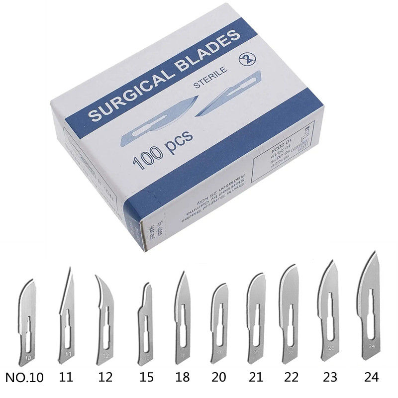 20-100 Chiếc Thép Carbon Phẫu Thuật Lưỡi Dao Cho DIY Cắt Sửa Chữa Điện Thoại Khắc Động Vật Chân Mày Chải Lông Bảo Dưỡng Dao Mổ Dao