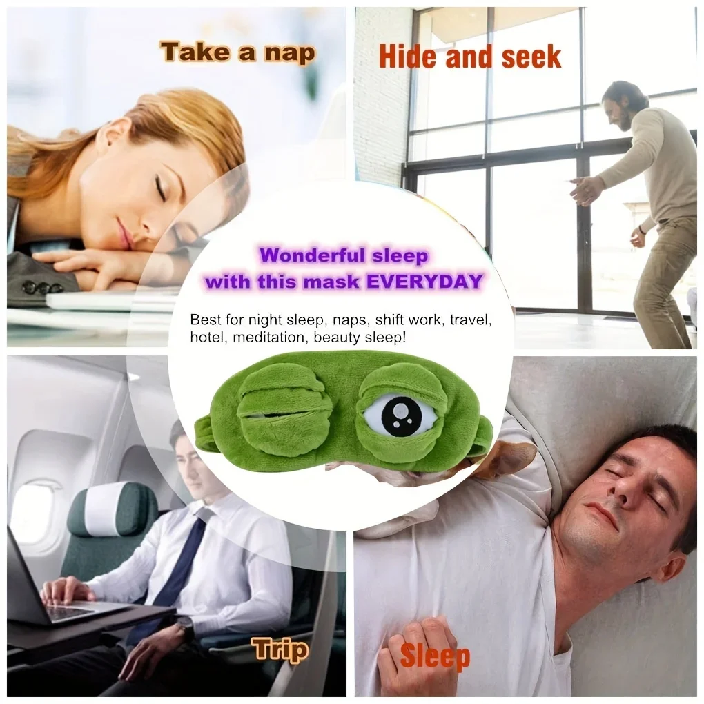 3d sapo máscara de sono natural dormir sombra mulheres homens criativo dos desenhos animados macio portátil venda viagem escritório eyepatch